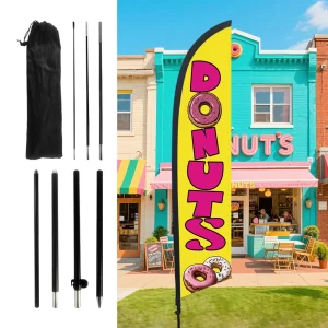 Pre-Printed Maintain Safe Distance Feather Flag